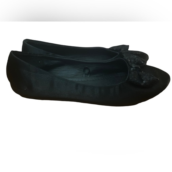 A.Co black satin flats with sequins Bow size 7 - Picture 3 of 4